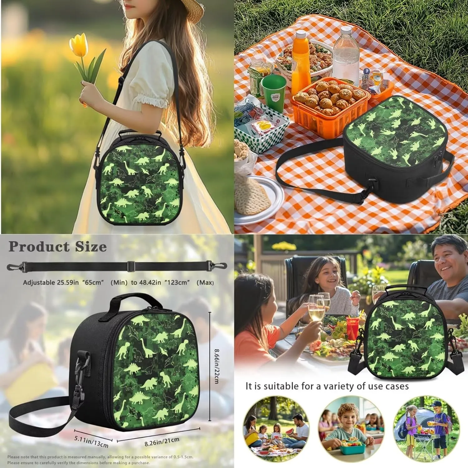Poceacles Boys Backpack Set 4 Piece Dinosaur School Bag Stegosaurus Apatosaurus Pterosaur Lunch Bag for Elementary Preschool Kindergarten, T. Rex Dinosaur Green Camo