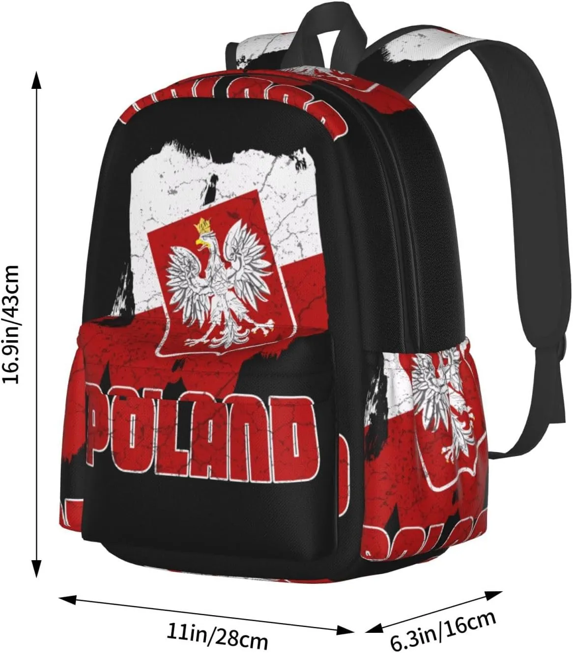 Polish Flag Poland Polska Eagle Laptop Backpack Shoulder Bag Laptop Pack Travel Backpacks Commuter Back Pack Casual Daypack Bags With Side Pockets
