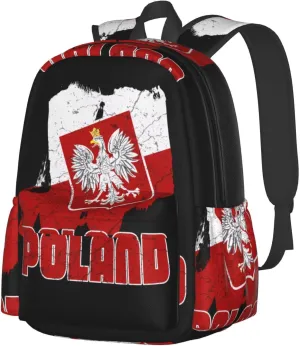 Polish Flag Poland Polska Eagle Laptop Backpack Shoulder Bag Laptop Pack Travel Backpacks Commuter Back Pack Casual Daypack Bags With Side Pockets
