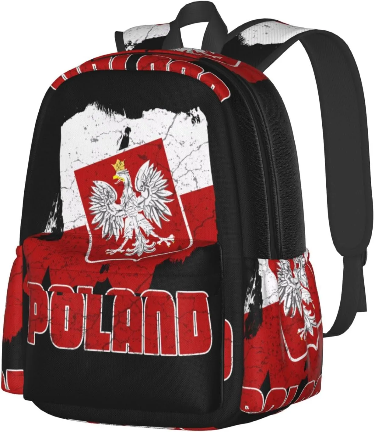 Polish Flag Poland Polska Eagle Laptop Backpack Shoulder Bag Laptop Pack Travel Backpacks Commuter Back Pack Casual Daypack Bags With Side Pockets