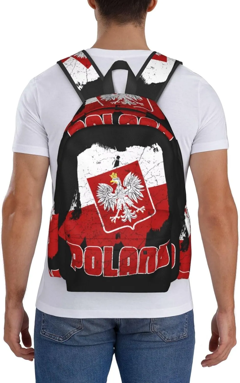Polish Flag Poland Polska Eagle Laptop Backpack Shoulder Bag Laptop Pack Travel Backpacks Commuter Back Pack Casual Daypack Bags With Side Pockets