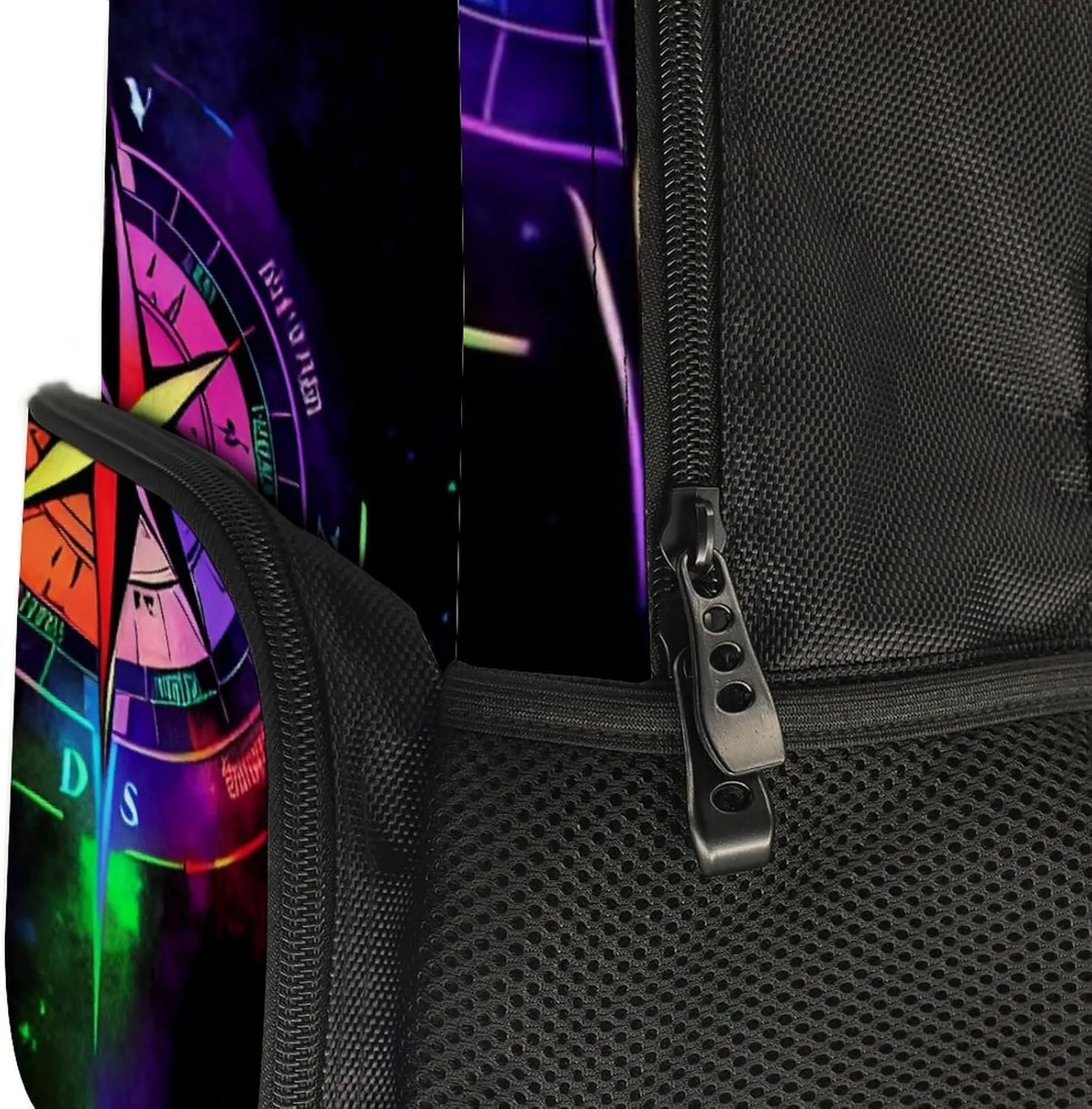 Polyester Daypack Backpack for Sports Travel Running - Big Capacity Anti-Theft Multipurpose Carry On Bag, Colorful Compass Arrow Art Laptop Book Bag Rucksack