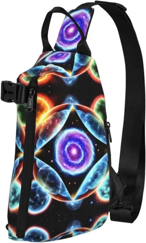 Polyester Fiber Waterproof Waist Bag -Backpack 4 Pocket Compartments Ideal for Outdoor Activities Cosmic Stars