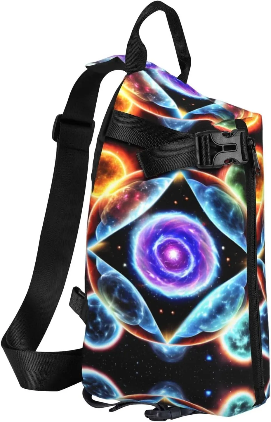 Polyester Fiber Waterproof Waist Bag -Backpack 4 Pocket Compartments Ideal for Outdoor Activities Cosmic Stars