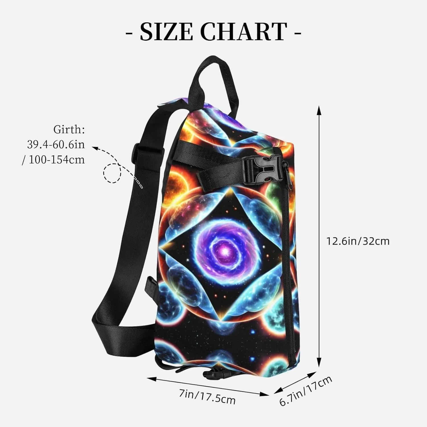 Polyester Fiber Waterproof Waist Bag -Backpack 4 Pocket Compartments Ideal for Outdoor Activities Cosmic Stars