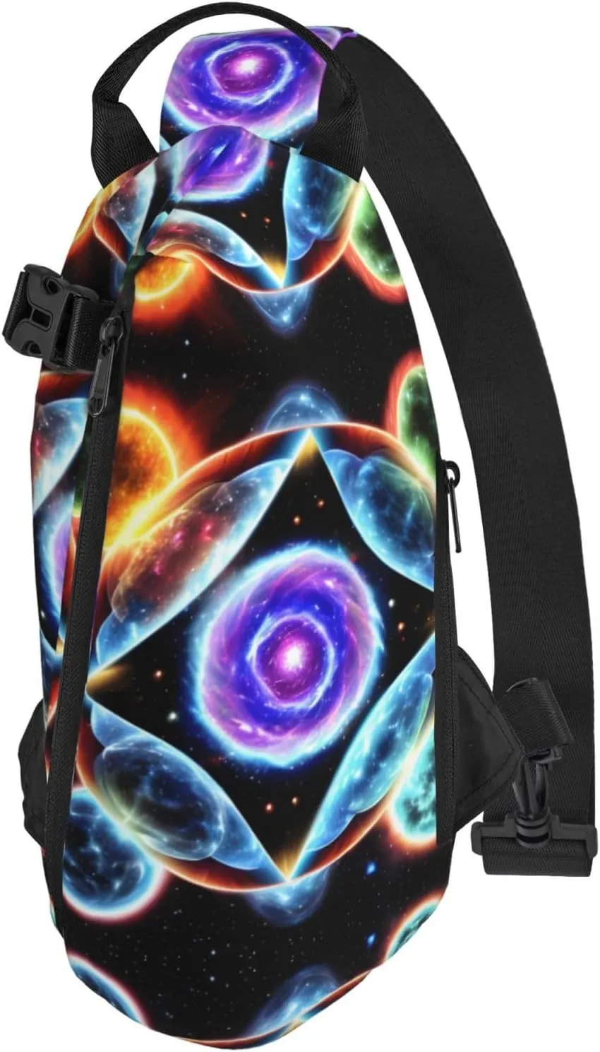 Polyester Fiber Waterproof Waist Bag -Backpack 4 Pocket Compartments Ideal for Outdoor Activities Cosmic Stars
