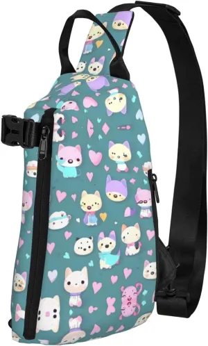 Polyester Fiber Waterproof Waist Bag -Backpack 4 Pocket Compartments Ideal for Outdoor Activities Cute little fox