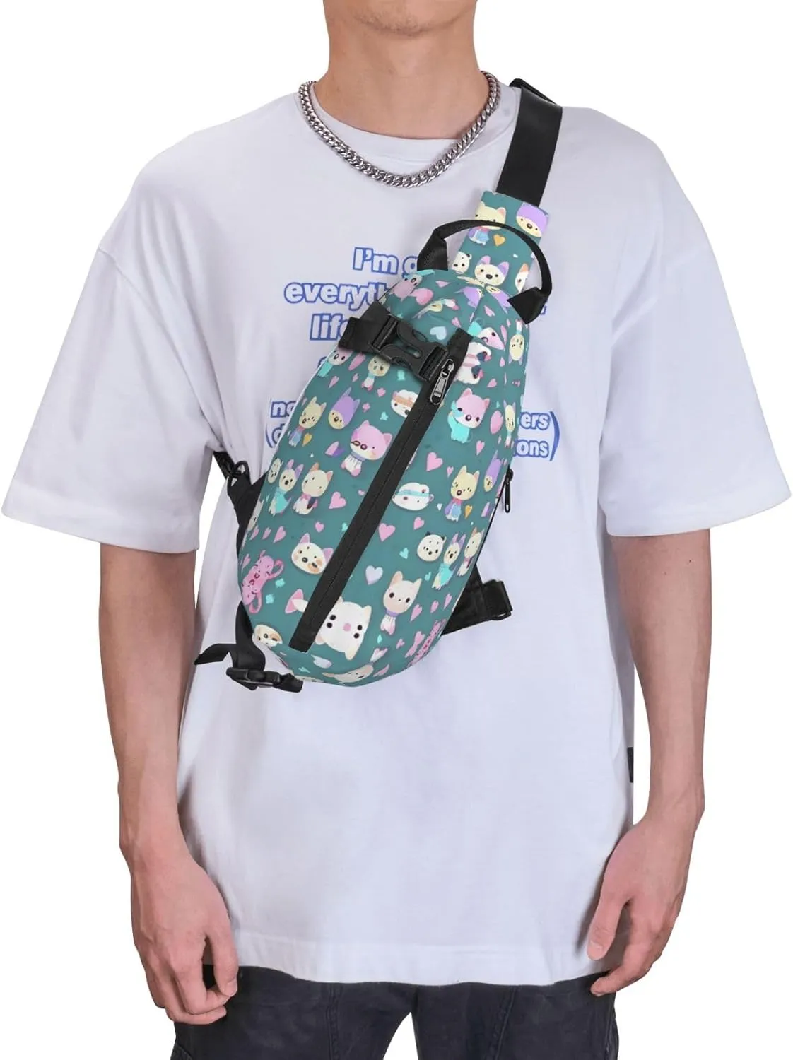 Polyester Fiber Waterproof Waist Bag -Backpack 4 Pocket Compartments Ideal for Outdoor Activities Cute little fox