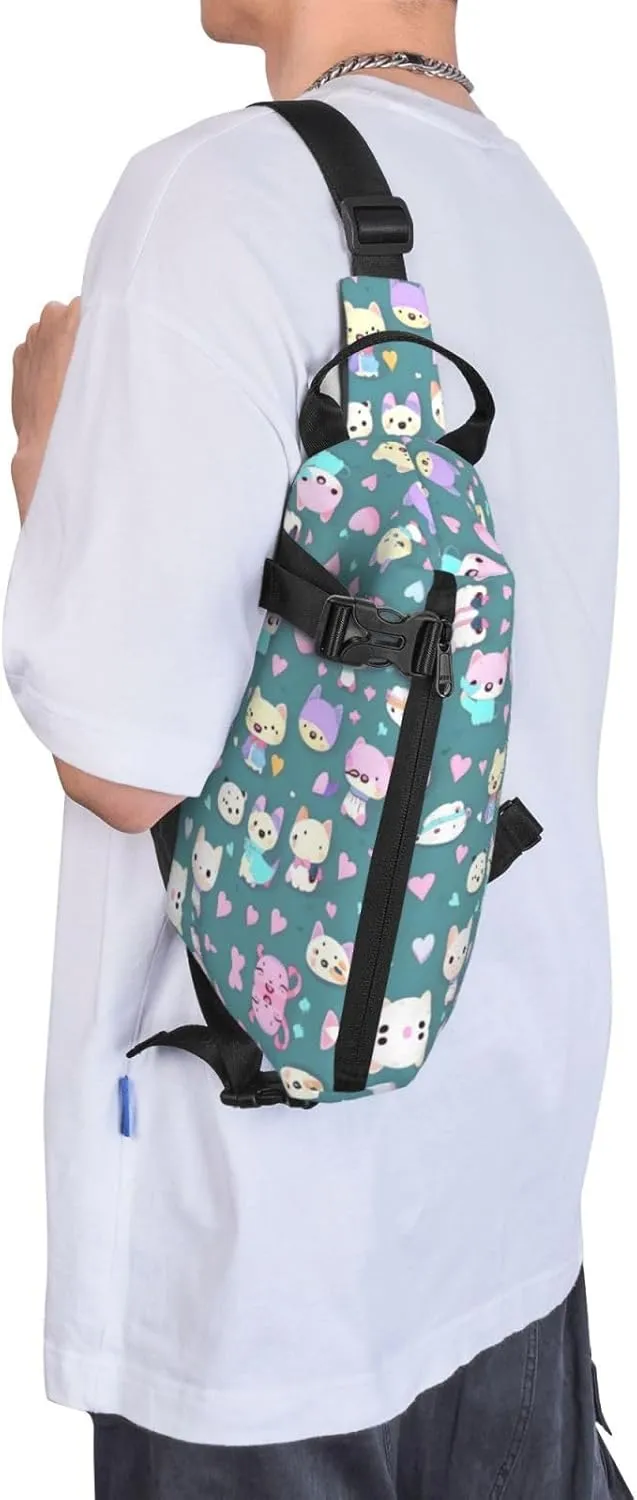 Polyester Fiber Waterproof Waist Bag -Backpack 4 Pocket Compartments Ideal for Outdoor Activities Cute little fox