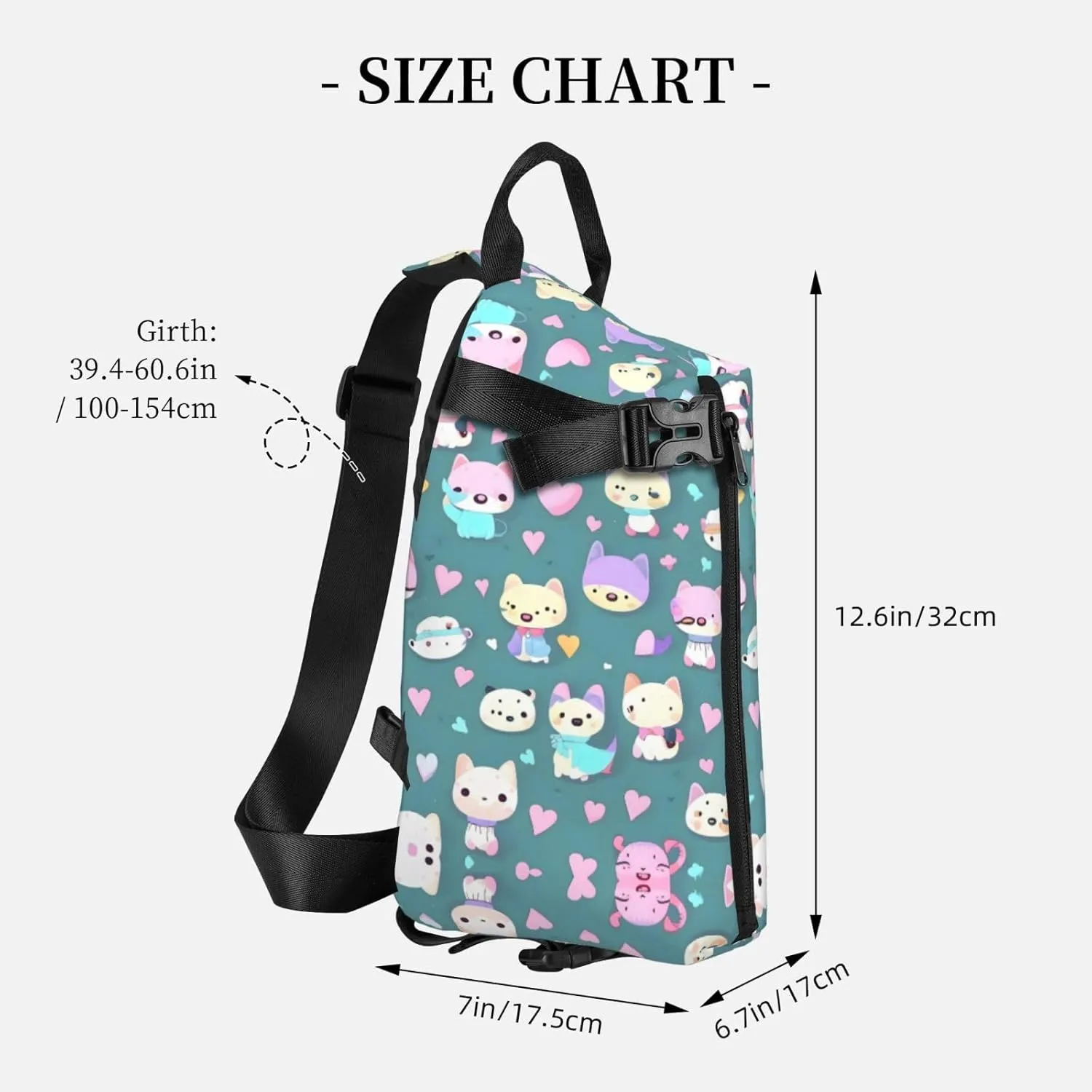 Polyester Fiber Waterproof Waist Bag -Backpack 4 Pocket Compartments Ideal for Outdoor Activities Cute little fox