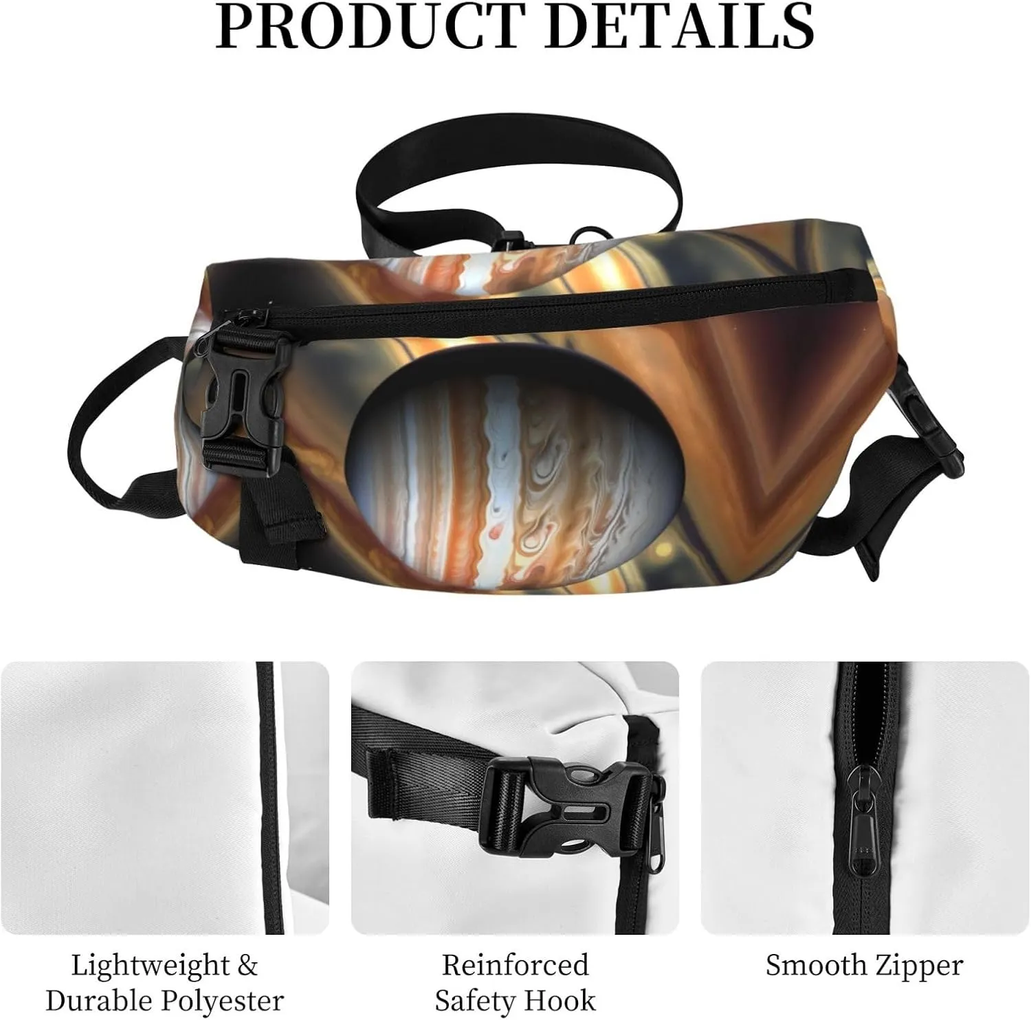 Polyester Fiber Waterproof Waist Bag -Backpack 4 Pocket Compartments Ideal for Outdoor Activities Jupiter Landscape