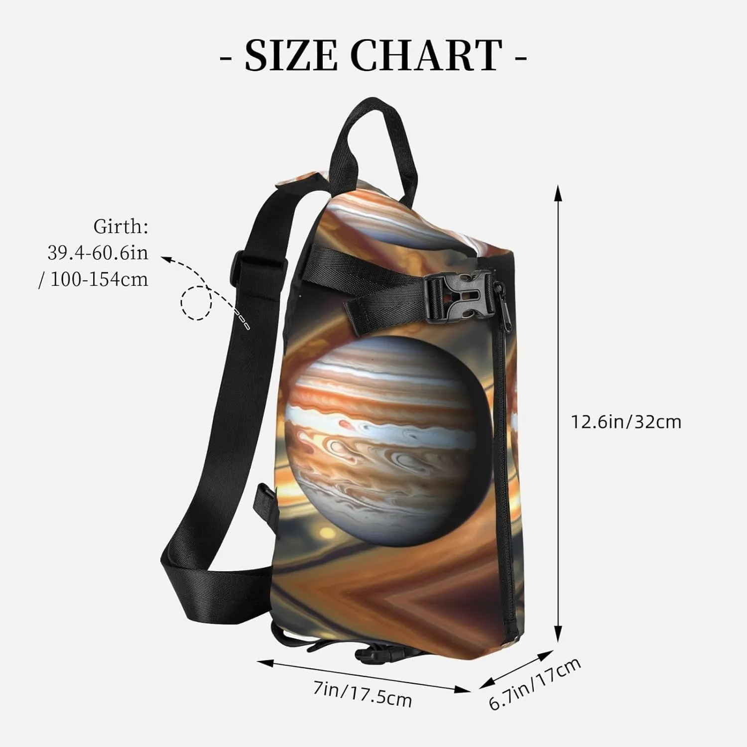 Polyester Fiber Waterproof Waist Bag -Backpack 4 Pocket Compartments Ideal for Outdoor Activities Jupiter Landscape