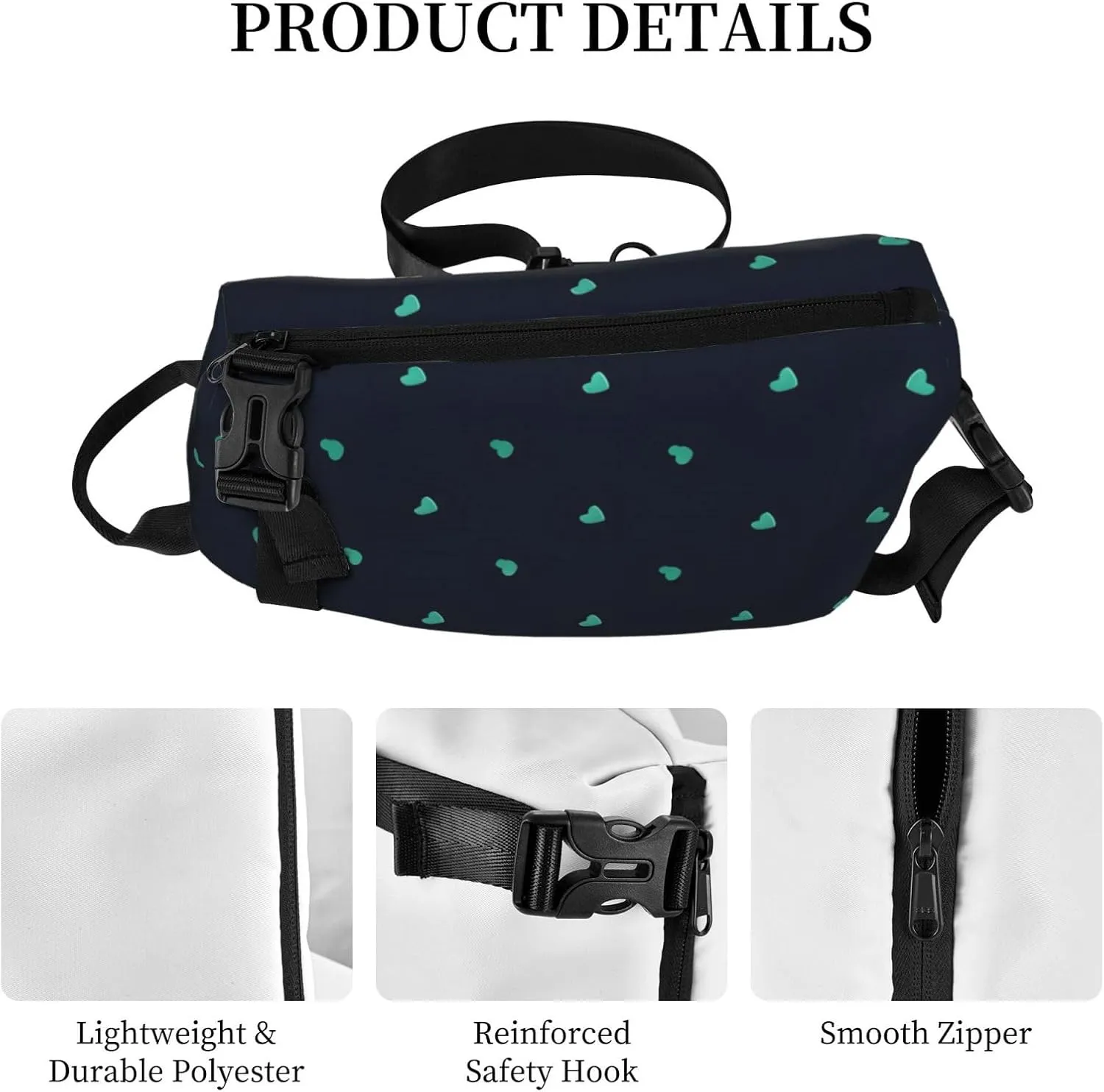 Polyester Fiber Waterproof Waist Bag -Backpack 4 Pocket Compartments Ideal for Outdoor Activities Lovely blue background