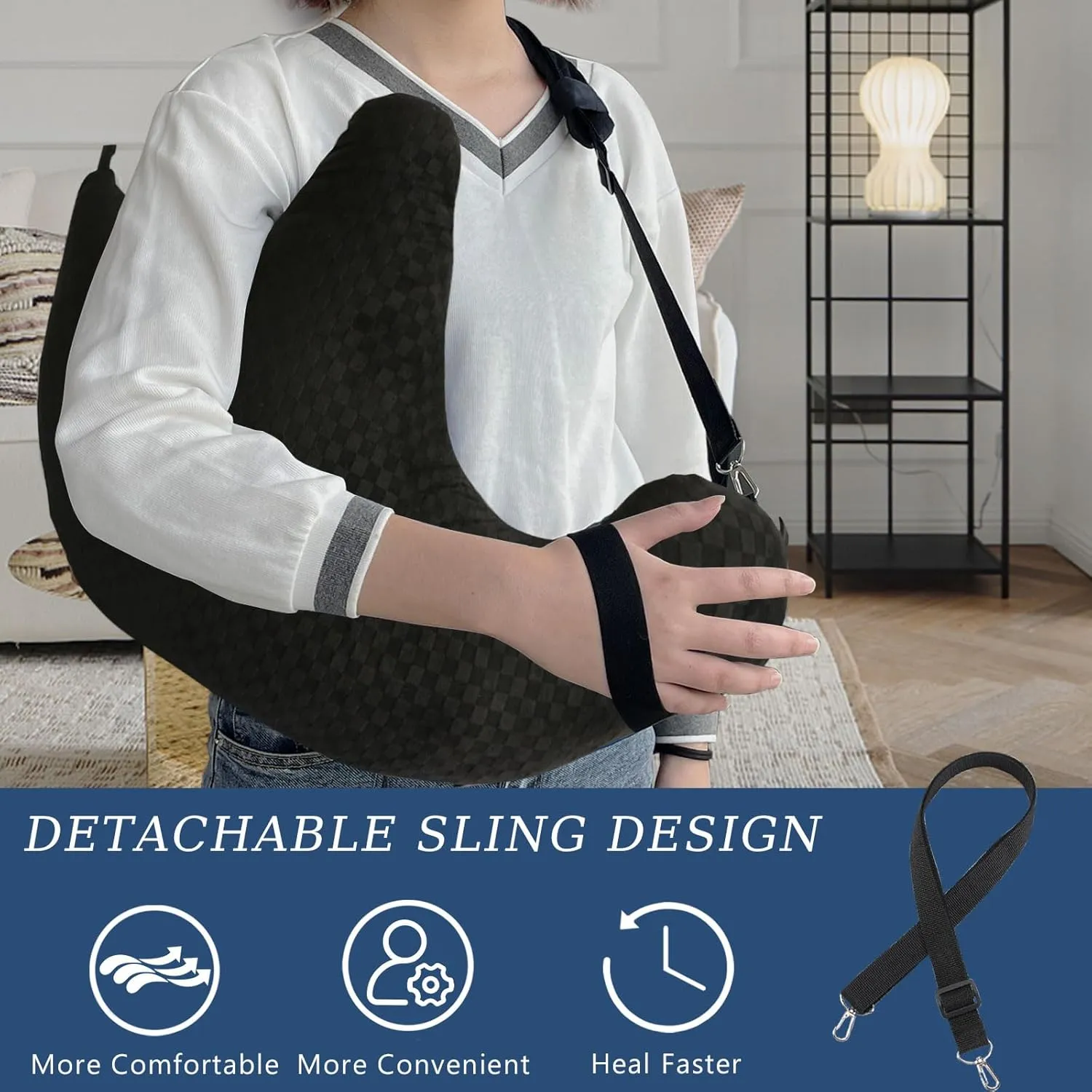 Post Shoulder Surgery Pillow, Rotator Cuff Pillow, Shoulder Pillow for Shoulder Pain Side Sleeper, Arm Pillow for Adults After Surgery, Shoulder Pillow with Sling-for Pain Relief Sleeping (Black)