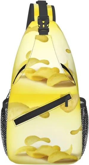 Potato Chips print chest crossbody bag, fashion leisure travel bag, cross-body bag for men and women, Black, One Size, Black, One Size