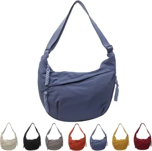 Preferable Crossbody Bag, Women's Fashion Plain Color Nylon Crossbody Bag, Slouchy Anti-theft Crescent Shoulder Bag