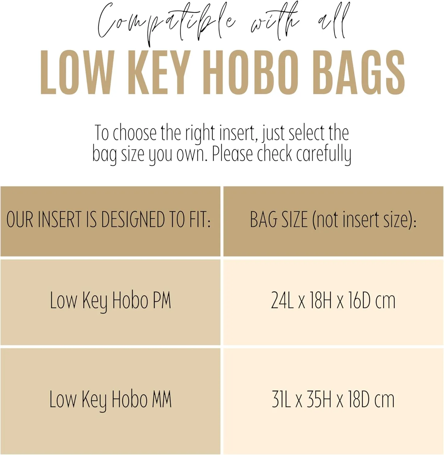Premium Purse Organizer compatible with Lv Low Key Hobo MM Insert - Handmade Soft Silk Bag Organizer, Perfect fit for PM/MM Cabas Tote (Camel, For Low Key Hobo MM)