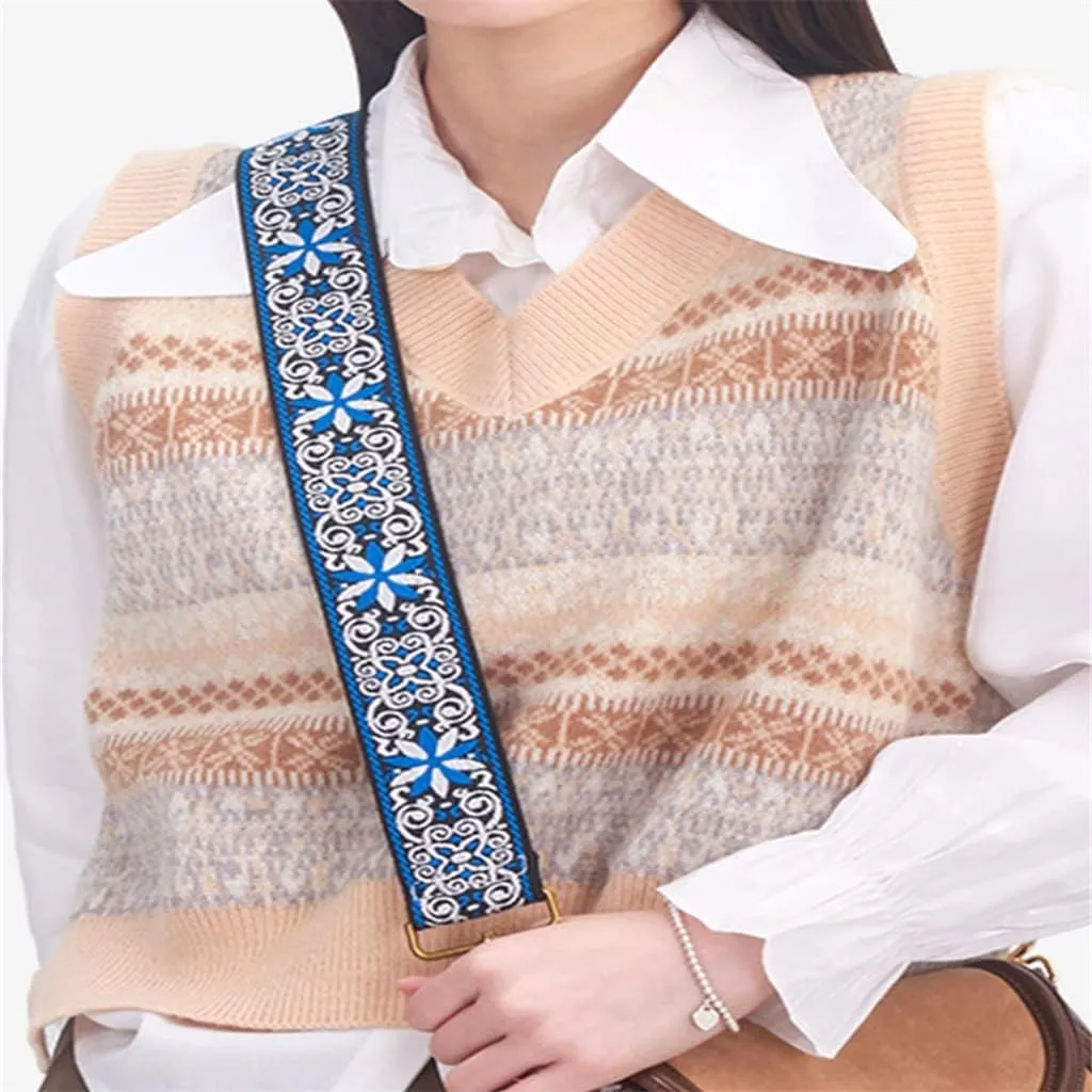 Printed Wide Shoulder Bag With Canvas Crossbody Replacement Straps Adjustable Straps Embroidered Strap Accessories