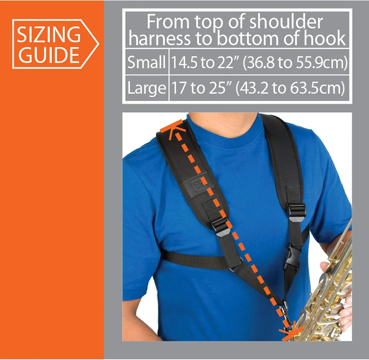 Pro Tec Saxophone Harness with Deluxe Metal Trigger Snap, Large, Model A306M, Black