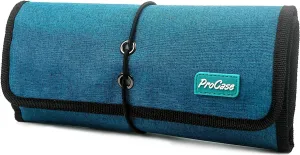 ProCase Electronic Organizer Cord Pouch, Travel Cable Charger Phone Accessories Bag Organizer Roll up Tech Carrying Case for USB Cables SD Memory Cards Earphone Flash Hard Drive