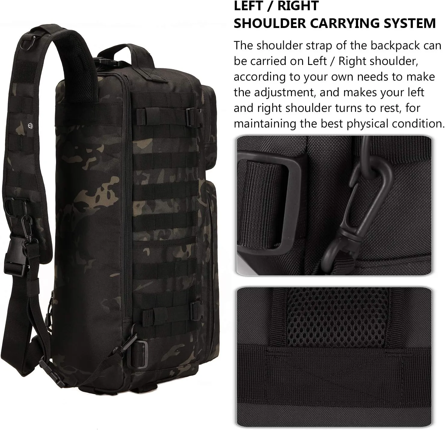 Protector Plus Tactical Sling Bag Military MOLLE Crossbody Pack (Patch Included)