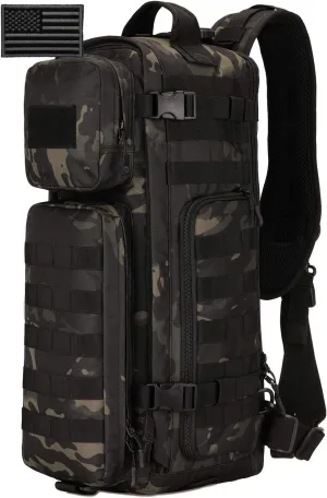 Protector Plus Tactical Sling Bag Military MOLLE Crossbody Pack (Patch Included)