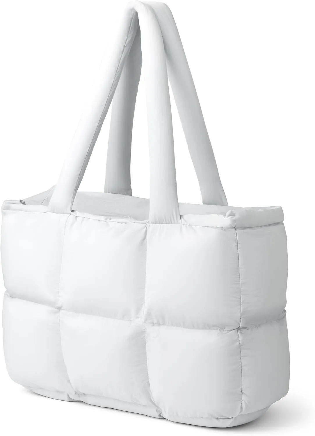 Puffer Tote Bag for Women, Large Quilted Puffy Handbag Lightweight Satchel Purse for Work Travel Gym Shop
