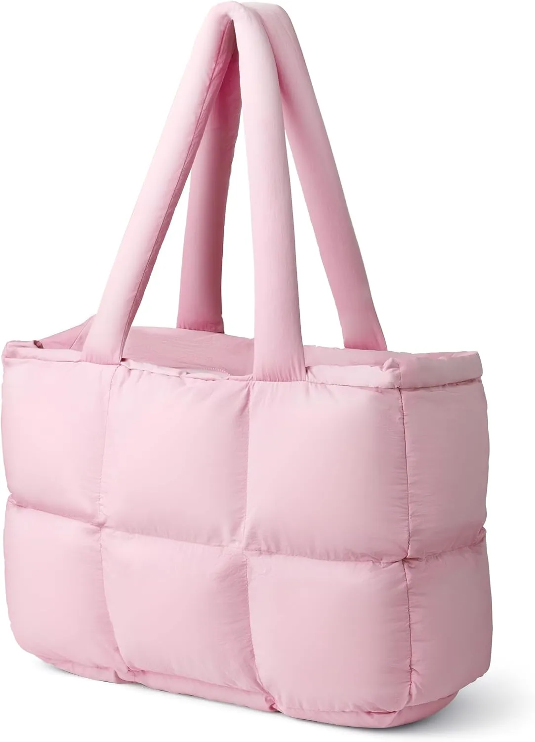 Puffer Tote Bag for Women, Large Quilted Puffy Handbag Lightweight Satchel Purse for Work Travel Gym Shop