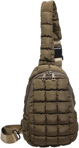 Puffy Crossbody Bag For Women Nylon Handbag Puffer Tote Bags Chest Bag Shoulder Purse Quilted Sling Bag Travel Hiking 2024