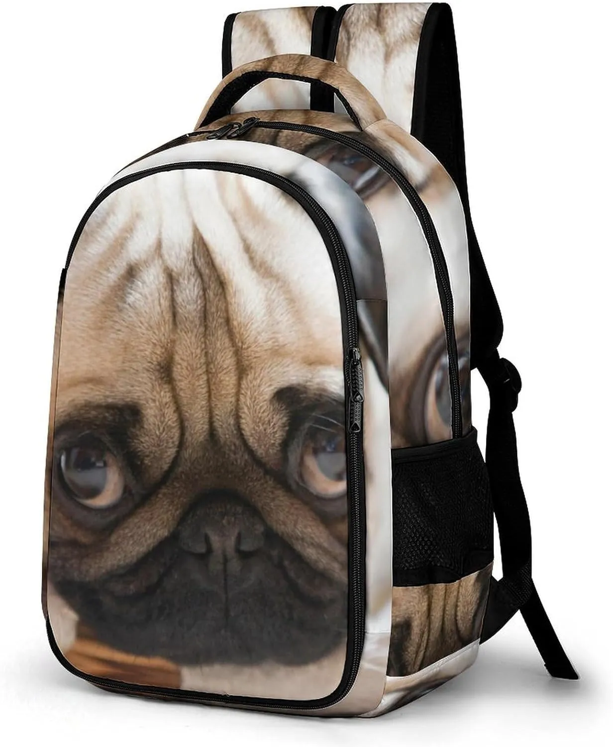 Pug Expression Casual Backpack Fashion Travel Hiking Laptop Bag Work Picnic Camping Beach