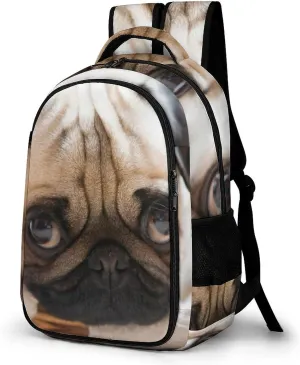 Pug Expression Casual Backpack Fashion Travel Hiking Laptop Bag Work Picnic Camping Beach
