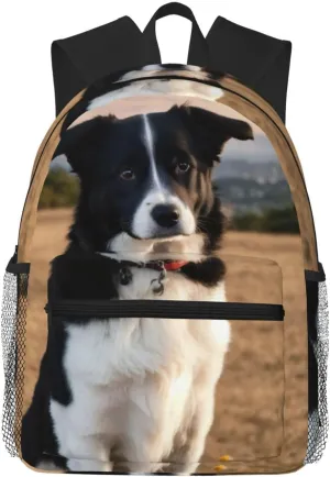puppies dog print Lightweight duffel bag, travel hiking daypack, comfortable backpack, sports bag, Black