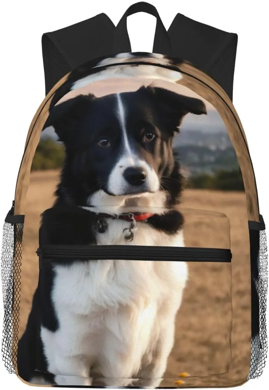 puppies dog print Lightweight duffel bag, travel hiking daypack, comfortable backpack, sports bag, Black