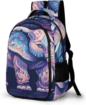 Purple Elephant Travel Backpack Adjustable Computer Bag Casual Travel Daypack Satchel Backpack Unisex