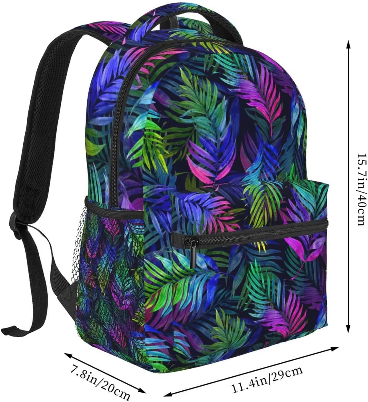 Purple Tropical Watercolor Palm Leaves Casual Backpack Travel Laptop Backpacks Lightweight Daypack Large Capacity Rucksack Notebook Bags Business Work Bag for Yoga Beach Hiking