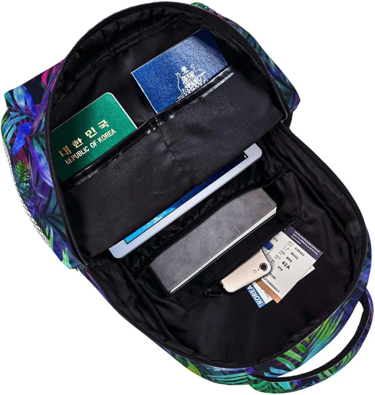 Purple Tropical Watercolor Palm Leaves Casual Backpack Travel Laptop Backpacks Lightweight Daypack Large Capacity Rucksack Notebook Bags Business Work Bag for Yoga Beach Hiking