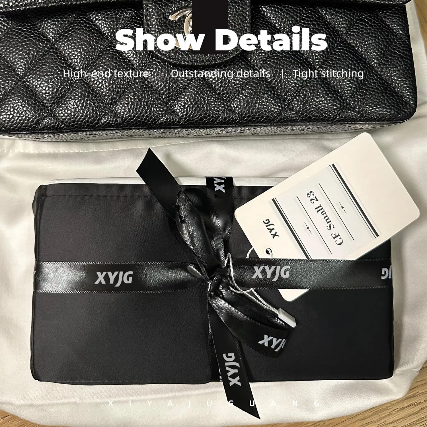Purse Handbag Silky Organizer Insert Keep Bag Shape Fits Chanel Classic Flap CF Mini Square 17/20/Small/Medium/Jumbo/Maxi Bags, Luxury Handbag Tote Lightweight Sturdy(CF Medium 25,Black)