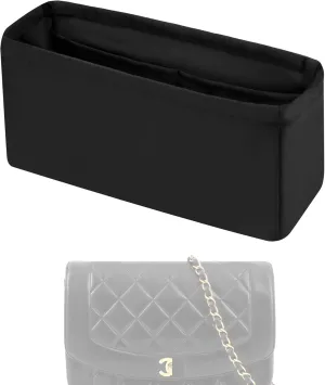Purse Handbag Silky Organizer Insert Keep Bag Shape Fits Chanel Diana Small/Medium bags, Luxury Handbag Tote Lightweight Sturdy(Diana Small,Black)
