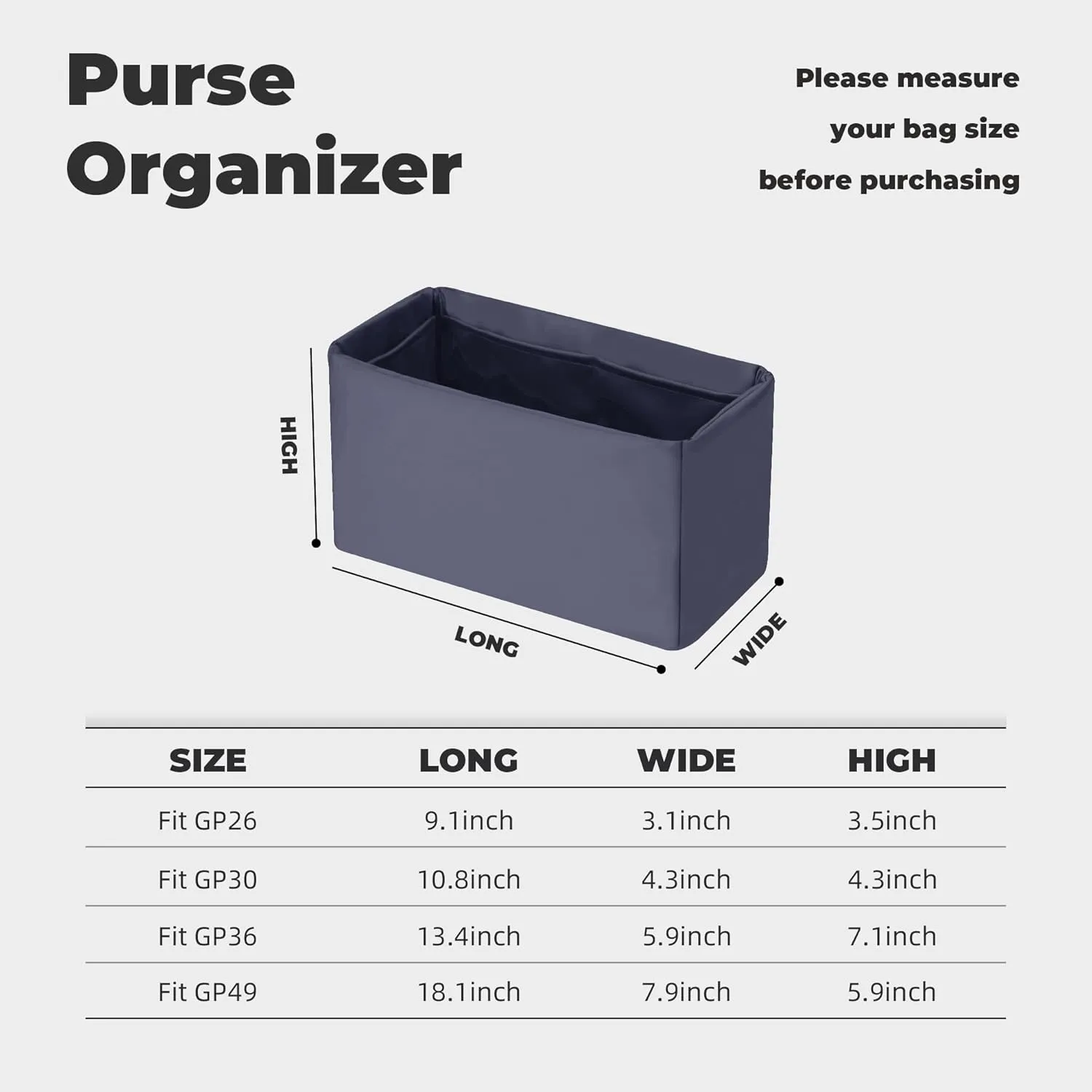 Purse Handbag Silky Organizer Insert Keep Bag Shape Fits Garden Party 26/30/36/49 Bags, Luxury Handbag Tote Lightweight Sturdy(GP 30,Etain)