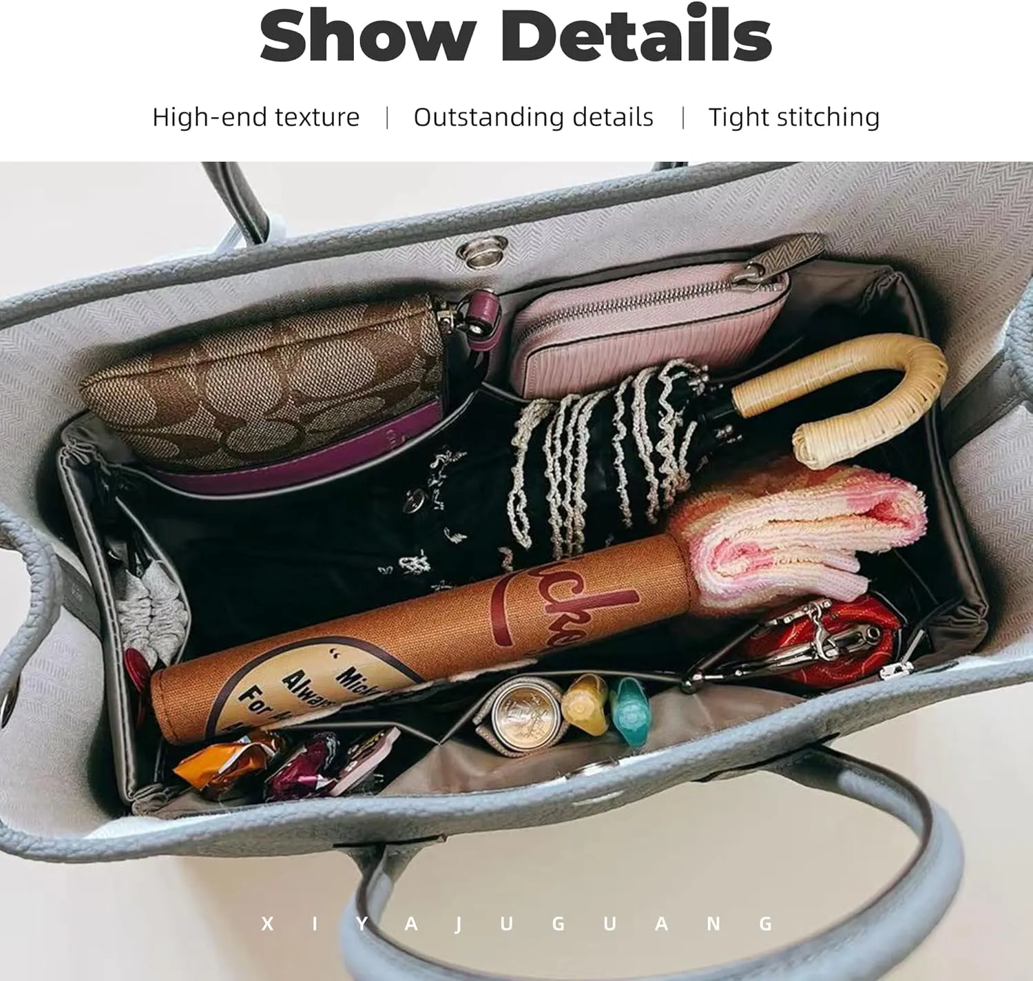 Purse Handbag Silky Organizer Insert Keep Bag Shape Fits Garden Party 26/30/36/49 Bags, Luxury Handbag Tote Lightweight Sturdy(GP 30,Etain)