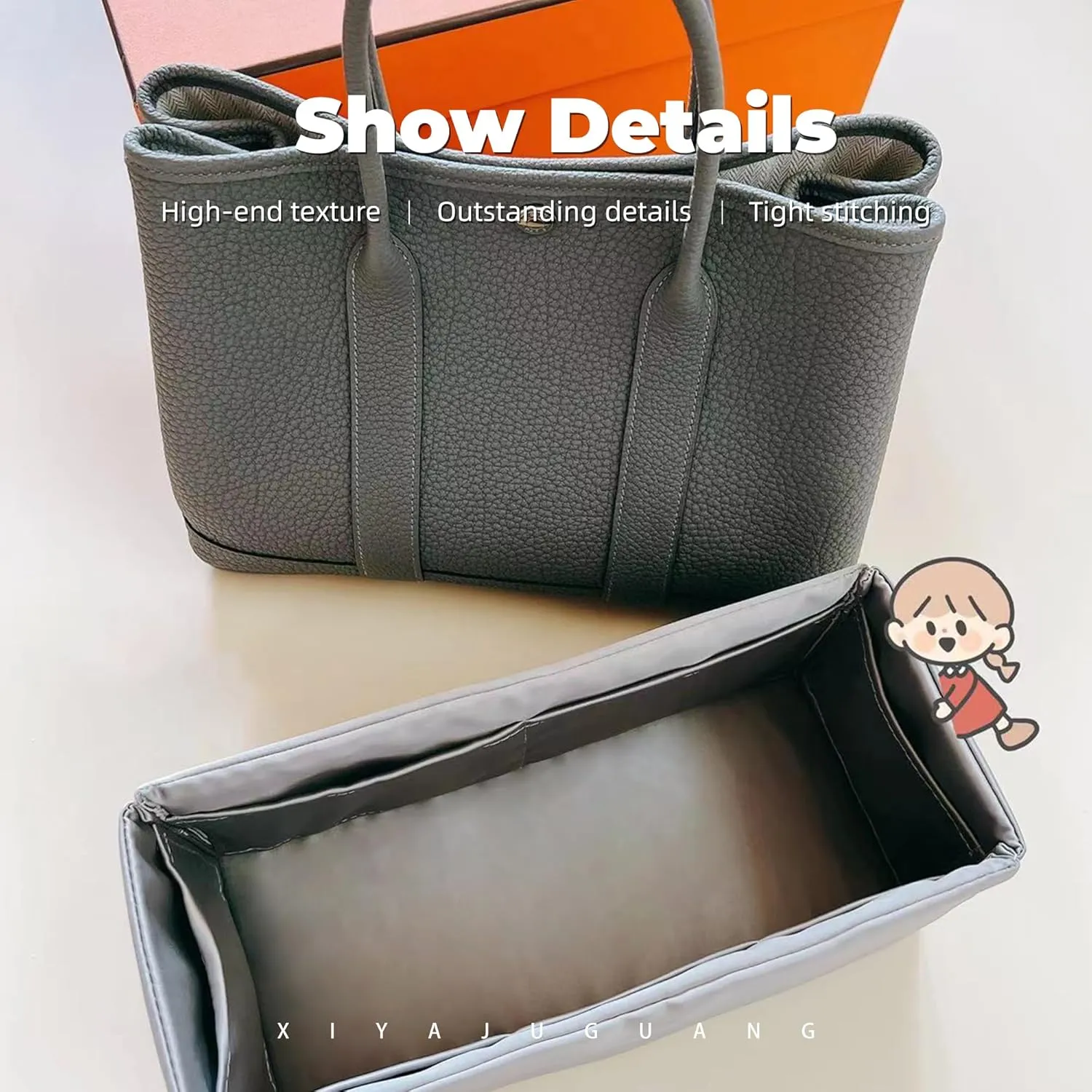 Purse Handbag Silky Organizer Insert Keep Bag Shape Fits Garden Party 26/30/36/49 Bags, Luxury Handbag Tote Lightweight Sturdy(GP 30,Etain)
