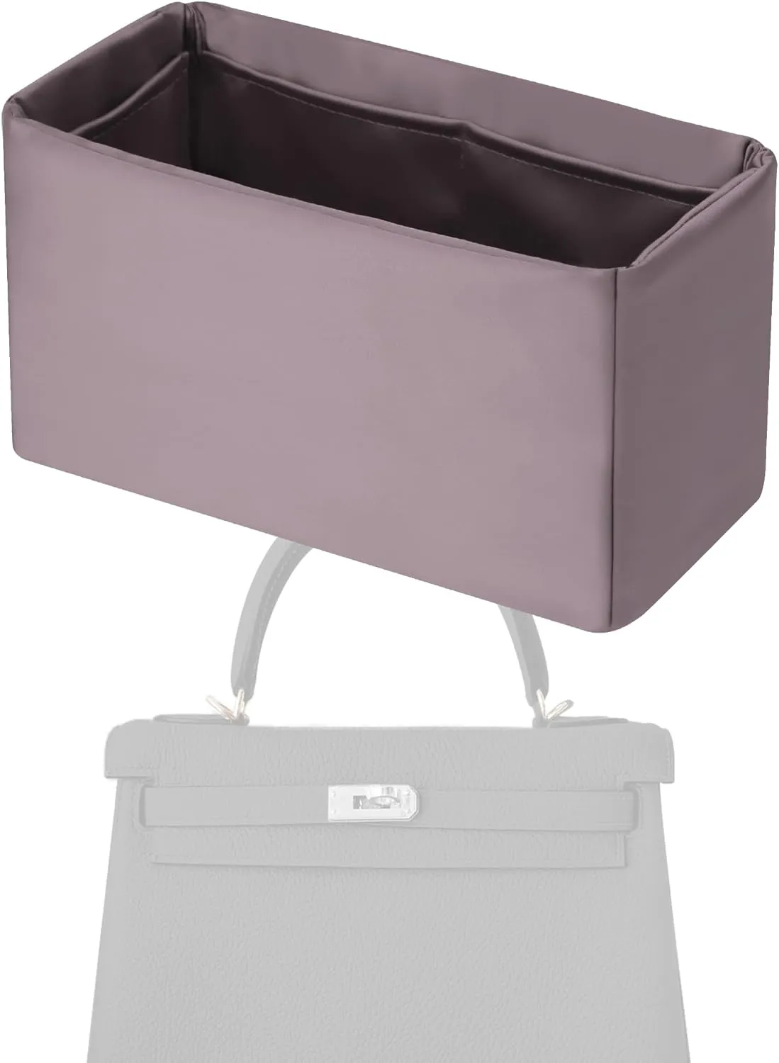 Purse Handbag Silky Organizer Insert Keep Bag Shape Fits Herme Kelly Pochette/Mini/20/25/32/35/40 bags, Luxury Handbag Tote Lightweight Sturdy(Kelly 28,Konjac Purple)