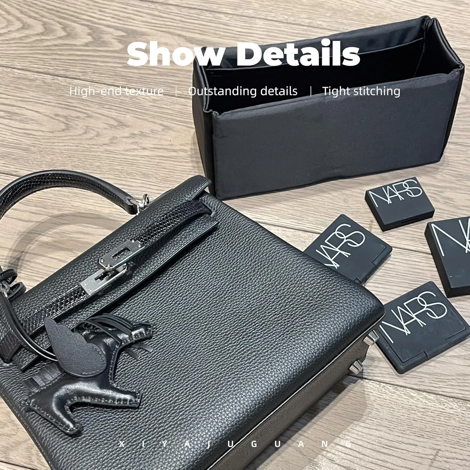 Purse Handbag Silky Organizer Insert Keep Bag Shape Fits Herme Kelly Pochette/Mini/20/25/32/35/40 bags, Luxury Handbag Tote Lightweight Sturdy(Kelly 35,Black)