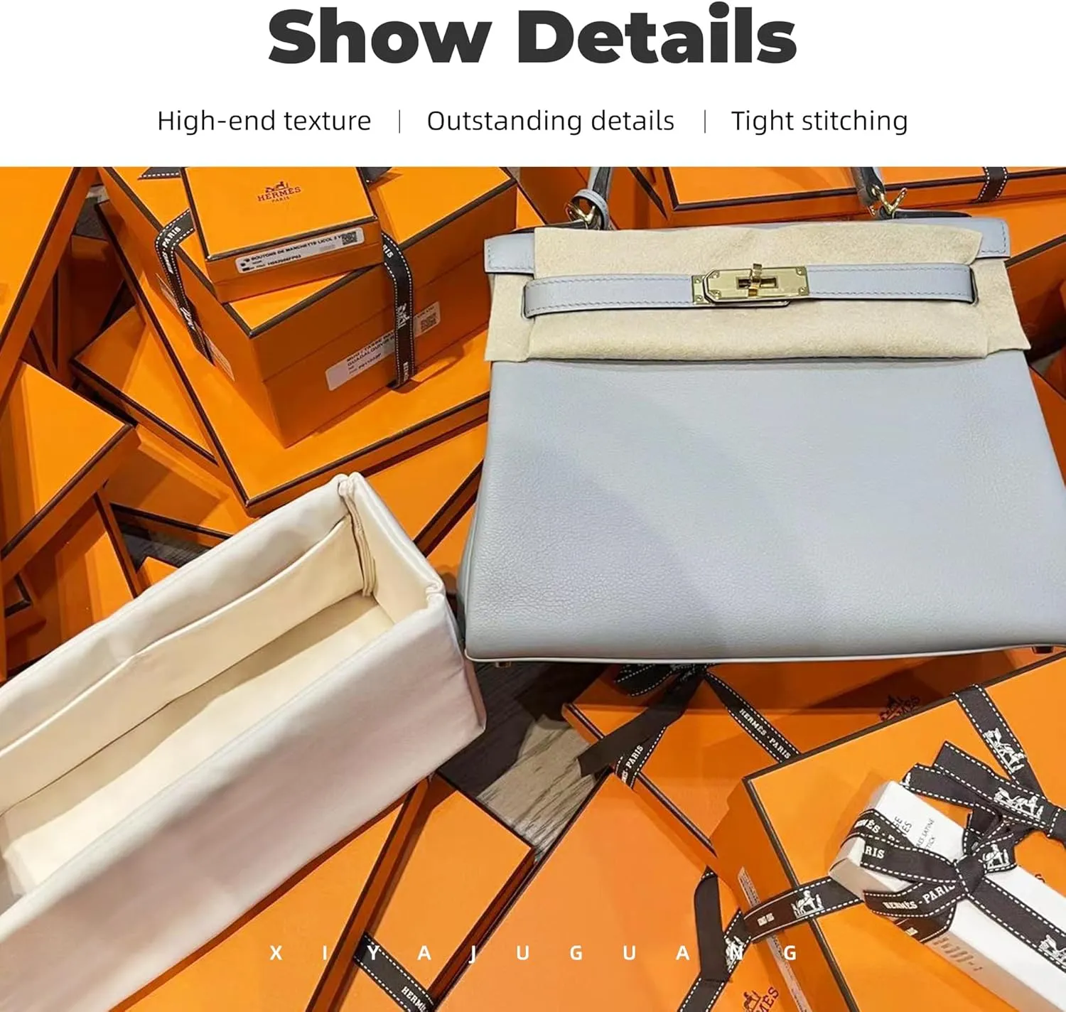 Purse Handbag Silky Organizer Insert Keep Bag Shape Fits Herme Kelly Pochette/Mini/20/25/32/35/40 bags, Luxury Handbag Tote Lightweight Sturdy(Kelly 35,Craie)