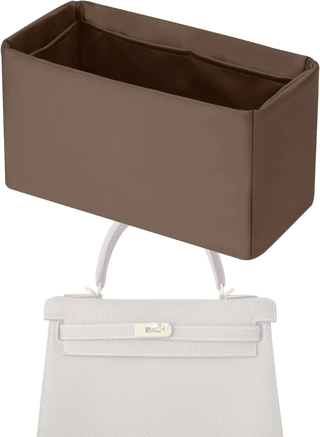 Purse Handbag Silky Organizer Insert Keep Bag Shape Fits Herme Kelly Pochette/Mini/20/25/32/35/40 bags, Luxury Handbag Tote Lightweight Sturdy(Kelly 35,Etoupe grey)
