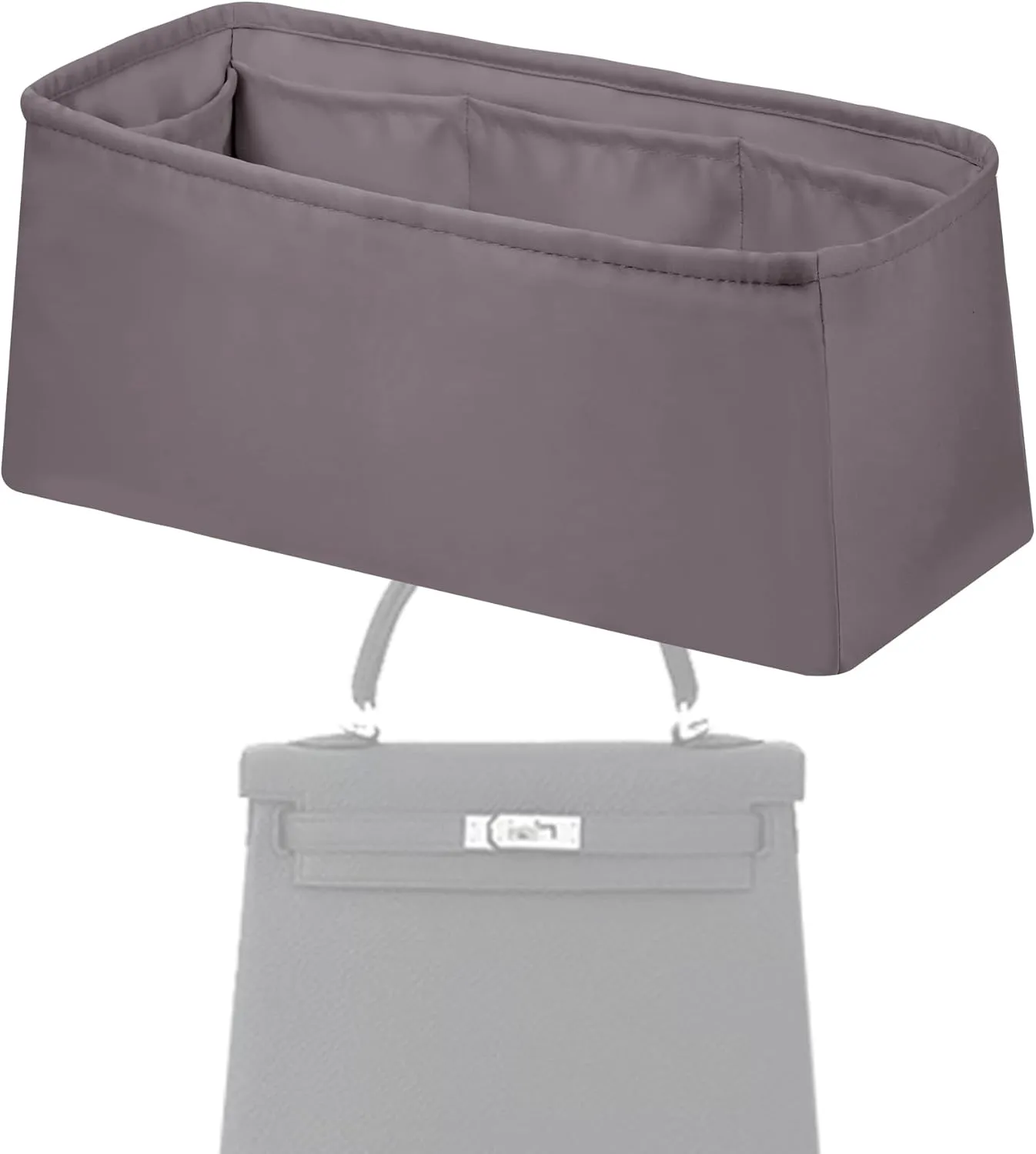 Purse Handbag Silky Organizer Insert Keep Bag Shape Fits Herme Kelly Pochette/Mini2/20/25/32/35/40 bags, Luxury Handbag Tote Lightweight Sturdy(Kelly Mini2,Konjac Purple)