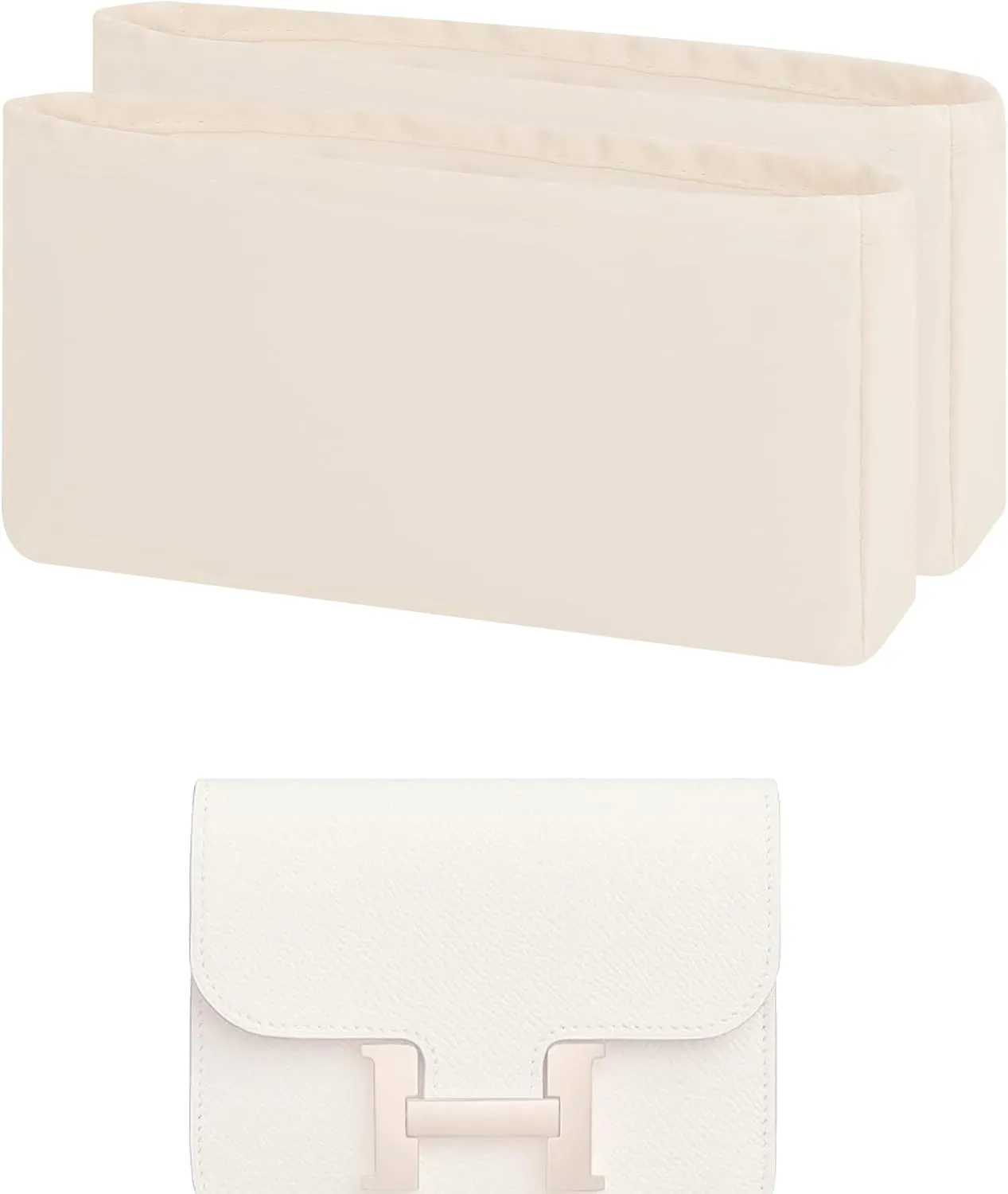 Purse Handbag Silky Organizer Insert Keep Bag Shape Fits Hermes Constance 19/New 19/24/New 24 Bags, Luxury Handbag Tote Lightweight Sturdy(New Constance19,Craie)