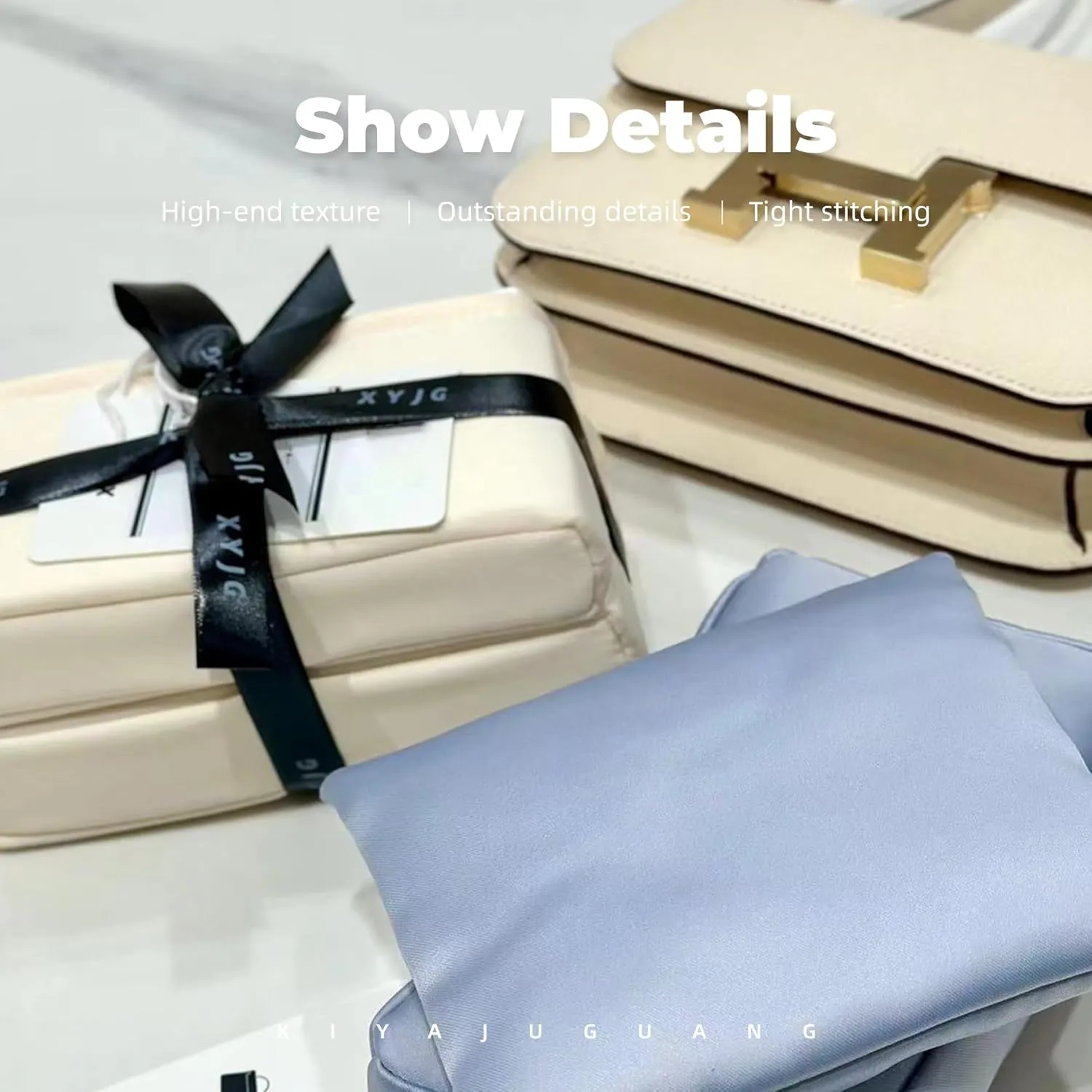 Purse Handbag Silky Organizer Insert Keep Bag Shape Fits Hermes Constance 19/New 19/24/New 24 Bags, Luxury Handbag Tote Lightweight Sturdy(New Constance19,Craie)