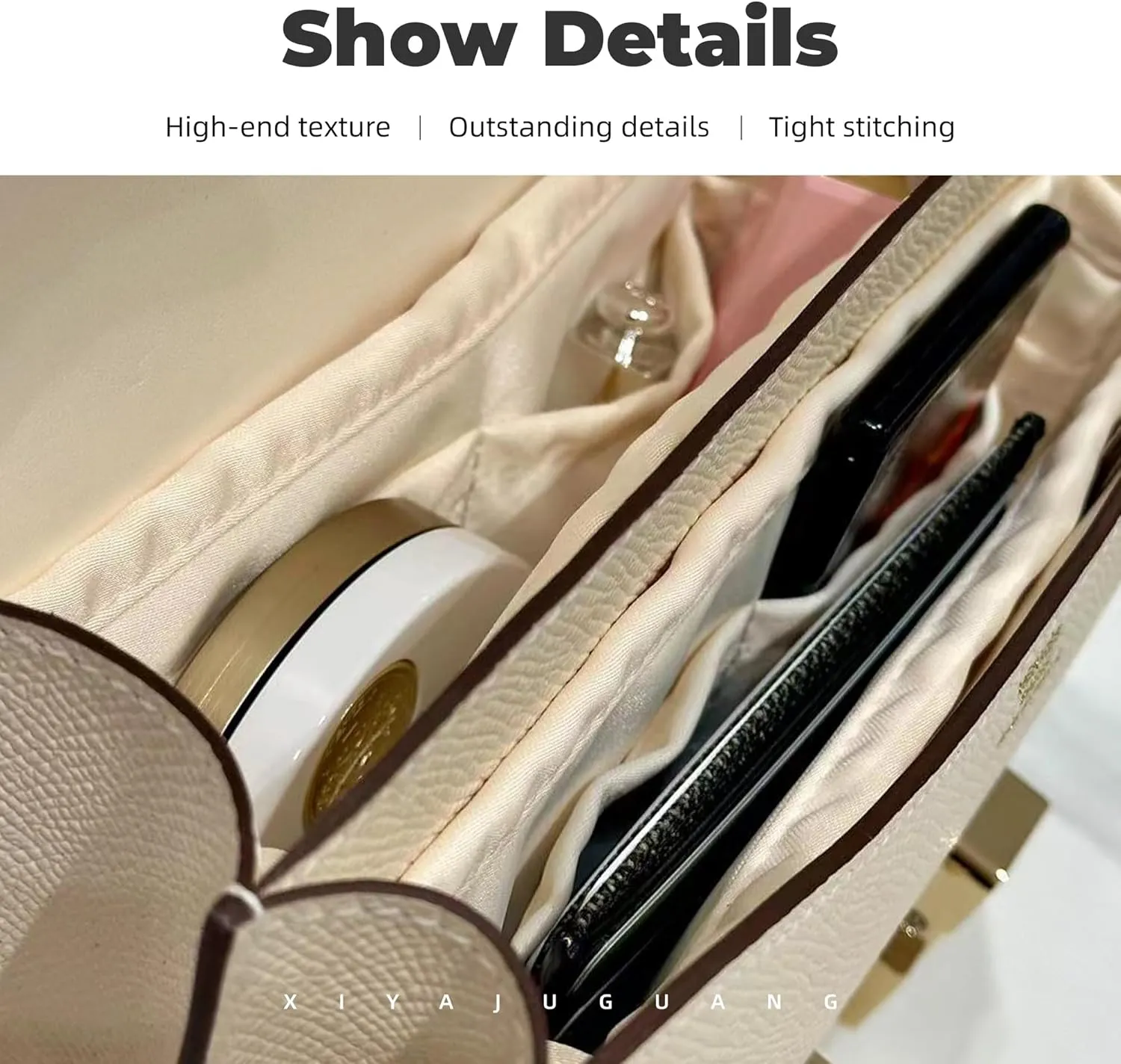 Purse Handbag Silky Organizer Insert Keep Bag Shape Fits Hermes Constance 19/New 19/24/New 24 Bags, Luxury Handbag Tote Lightweight Sturdy(New Constance19,Craie)