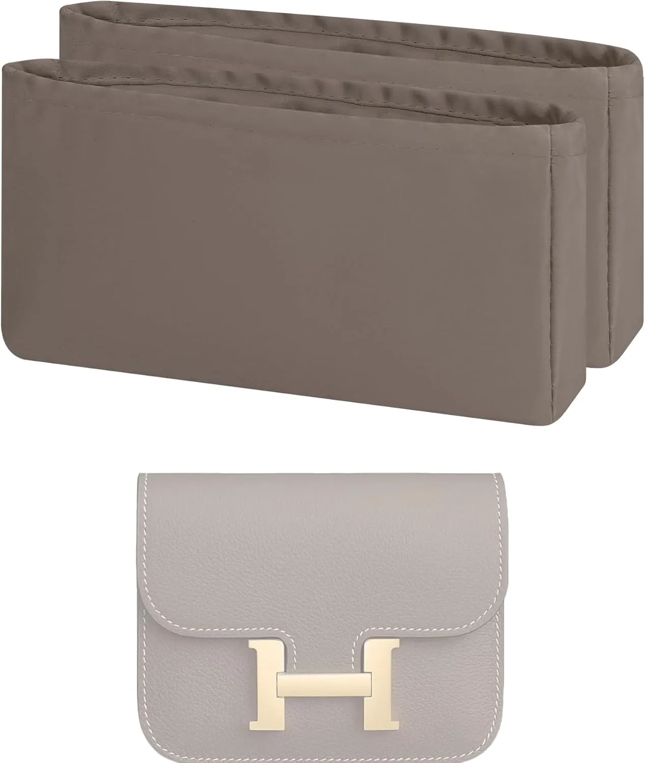 Purse Handbag Silky Organizer Insert Keep Bag Shape Fits Hermes Constance 19/New 19/24/New 24 Bags, Luxury Handbag Tote Lightweight Sturdy(New Constance19,Etoupe grey)